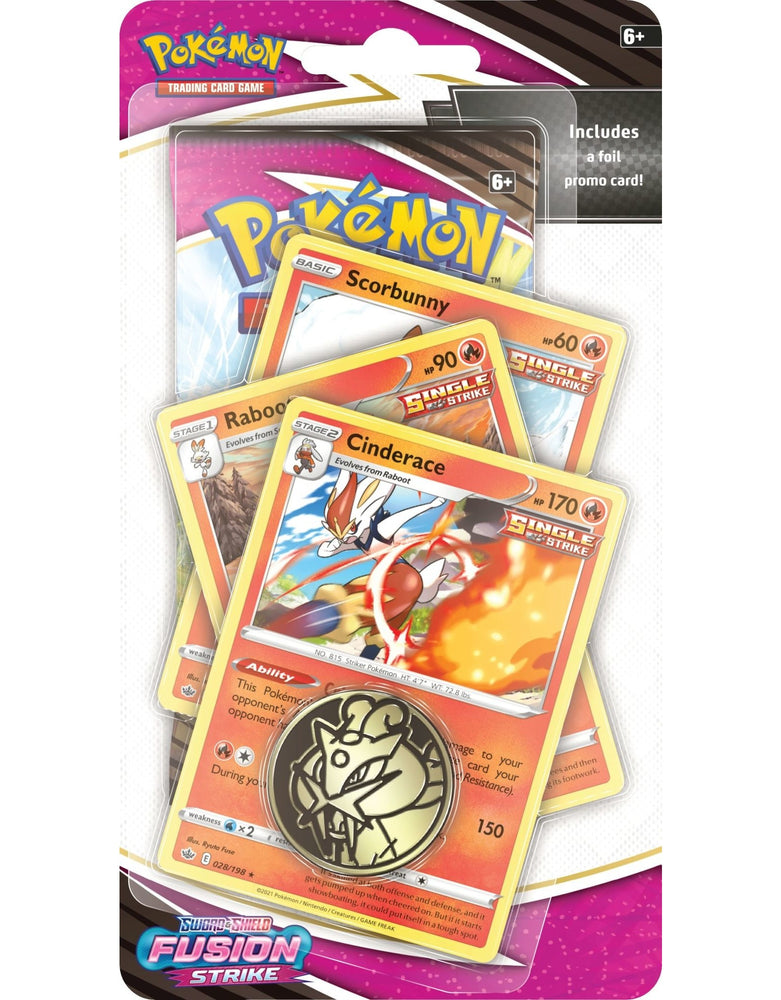 Sword & Shield: Fusion Strike - Single Pack Blister (Cinderace, Raboot, Scorbunny)