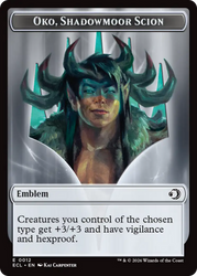 Elk // Emblem - Oko, Shadowmoor Scion Double-Sided Token [Lorwyn Eclipsed Tokens]