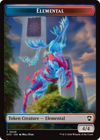 Elemental (0020) // Treasure Double-Sided Token [Secrets of Strixhaven Commander Tokens]