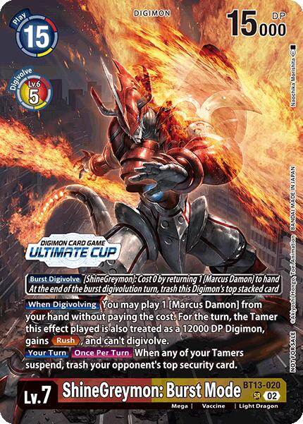 ShineGreymon: Burst Mode [BT13-020] (Ultimate Cup 2024) [Versus Royal Knights Booster]