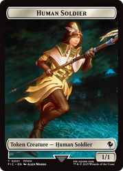 Human Soldier // Hero (0032) Double-Sided Token (Surge Foil) [FINAL FANTASY Commander Tokens]