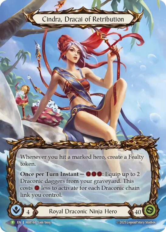 Cindra, Dracai of Retribution [HER144] (Promo)  Rainbow Foil