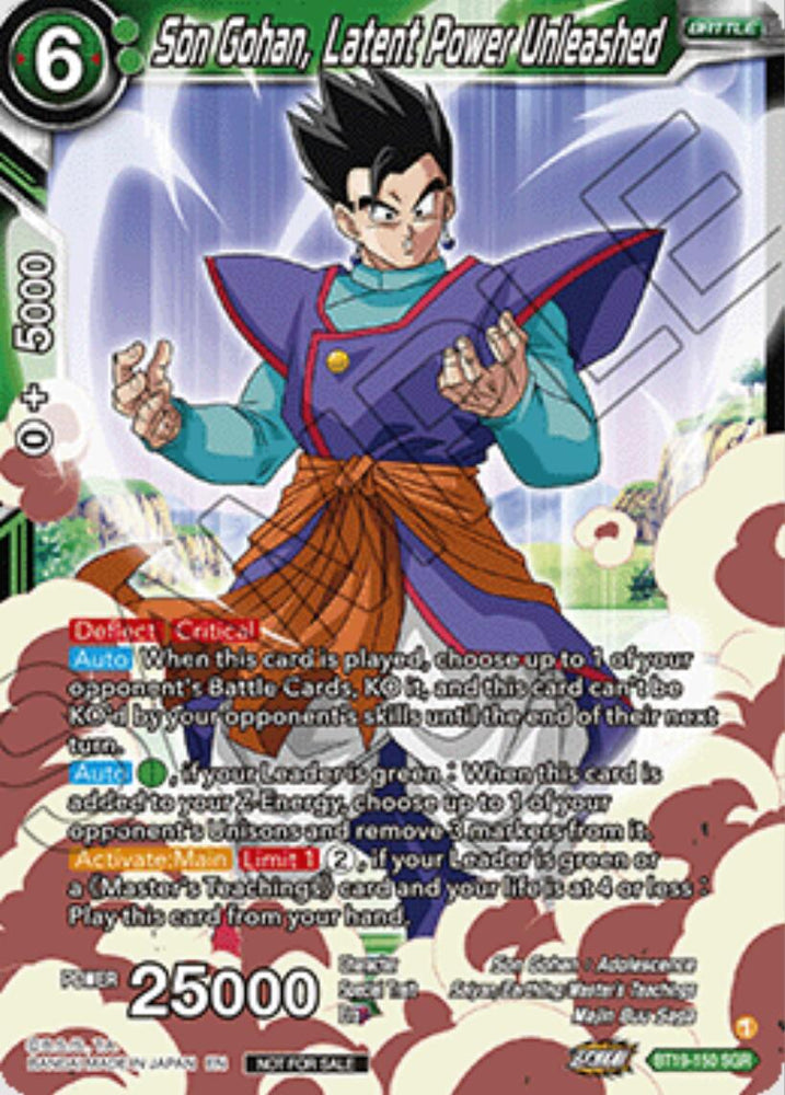 Son Gohan, Latent Power Unleashed (Ultra-Bout Series Tournament Pack Vol.1) (BT19-150) [Tournament Promotion Cards]