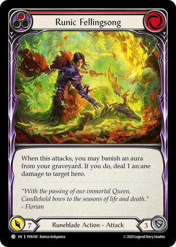 Runic Fellingsong (Red) (Rainbow Foil) [PEN100] (Compendium of Rathe)  Rainbow Foil
