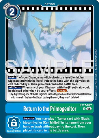 Return to the Primogenitor [BT17-097] (Foil Reprint) [Advanced Booster Digimon Generation]