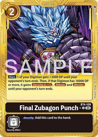 Final Zubagon Punch [BT4-109] (Gold Border) [Advanced Booster Digimon Generation]