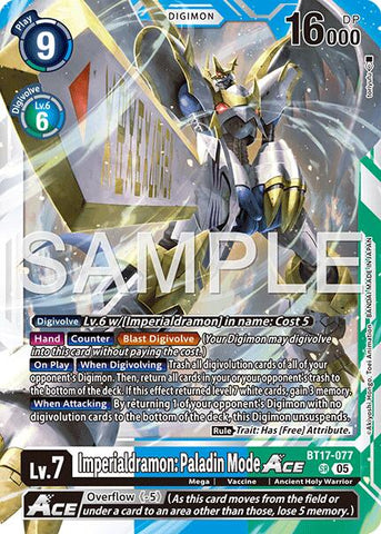 Imperialdramon: Paladin Mode ACE [BT17-077] (Reprint) [Advanced Booster Digimon Generation]
