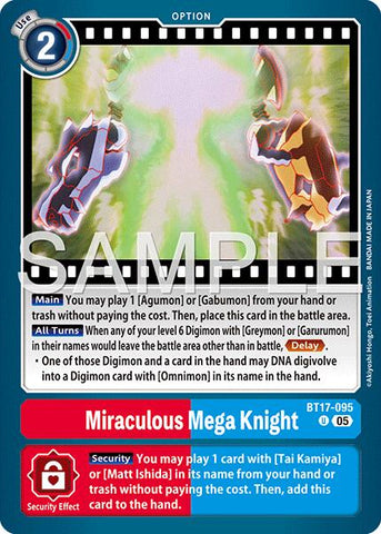 Miraculous Mega Knight [BT17-095] (Reprint) [Advanced Booster Digimon Generation]
