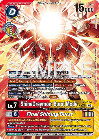 ShineGreymon: Burst Mode // Final Shining Burst [BT25-104] (Alternate Art) [Dual Revolution]