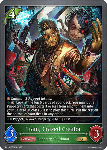 Liam, Crazed Creator - P03 (Foil) (BP16-P03EN) [New World Genesis]