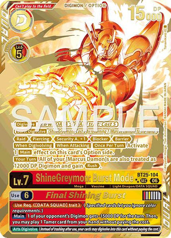 ShineGreymon: Burst Mode // Final Shining Burst [BT25-104] (Rare Pull) [Dual Revolution]