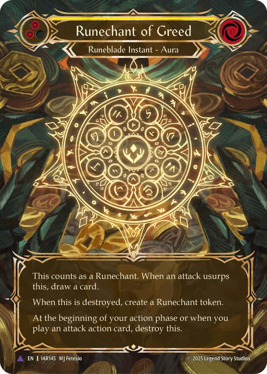 Runechant of Greed (Yellow) (Marvel) [IAR145-MV] (Omens of the Third Age)  Cold Foil