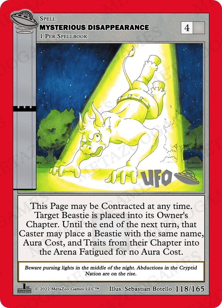 Mysterious Disappearance [Cryptid Nation: UFO First Edition Spoiler Pack]